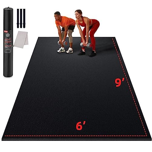 GymCope Large Exercise Mat for Home Workout,12‘x6’/10'x6'/9'x6'/8'x6'/7'x5'/6'x4' (7mm) Extra Thick Workout Mat, High-Density Gym Mat for Cardio, Jump Rope, MMA, Weights (Shoe-Friendly)