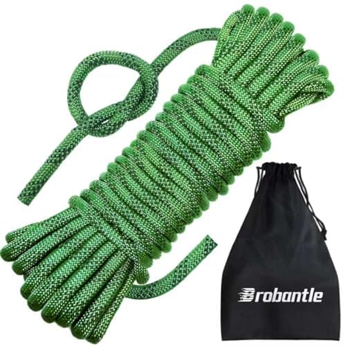 Brobantle 10.5mm Climbing Rope,32FT Static Rock Climbing Rope for Escape Rope Ice Climbing Equipment Fire Rescue Parachute