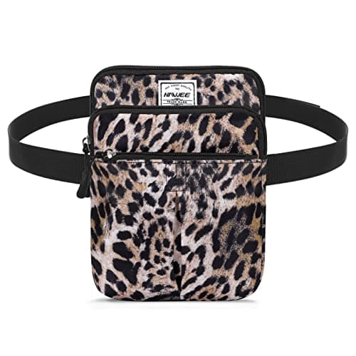 HAWEE Waist Bag for Women Cross Body Cell Phone Purse Adjustable Shoulder Strap Travel Hip Pouch Multifunctional Fashion Fanny Packs Water Repellent, Leopard