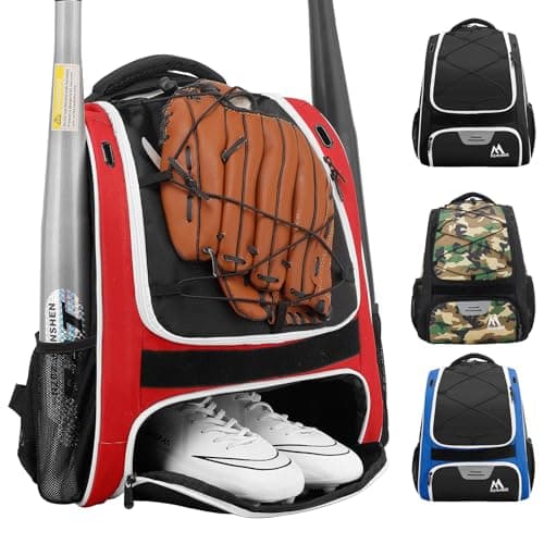 Hsmihair Baseball Bag - Baseball Backpack Holder, Large Main Compartment,T-Ball & Softball Equipment & Gear for Youth and Adults,Holds Bats, Helmet, Gloves