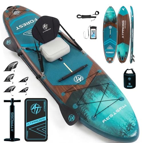 12'x36 Inflatable Paddle Board, 500lbs Extra Wide Stand Up Paddleboard for Adults with Blow Up Kayak Non-Slip Stable Deck Boat, Premium SUP Accessories Kit & Backpack, Tailored 5 Fins
