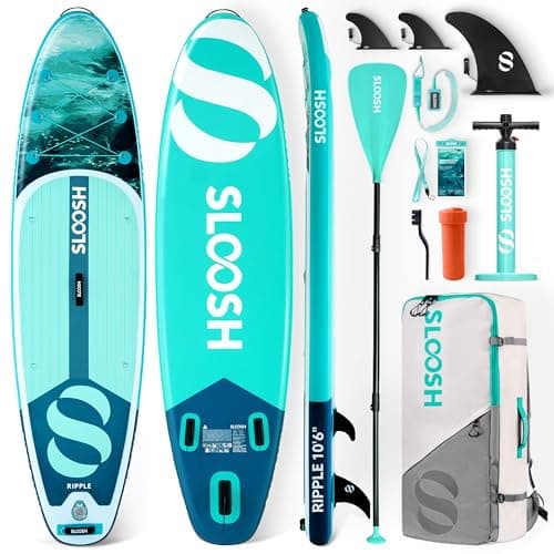SLOOSH Inflatable Stand Up Paddle Board, 10'6" Paddle Boards with Premium Accessories, Non-Slip EVA Deck, Ultra-Light Carry Bag Pump, Ripple SUP for Youth & Adults of All Skill Levels