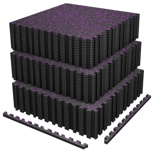 AIRHOP 0.56in Thick 144 Sq Ft Exercise Equipment Mats, 36 Tiles Upgraded Rubber Top with High Density EVA Foam, Large Interlocking Puzzle Gym Flooring for Home Gym, Heavy Weight Workout, 24 x 24in