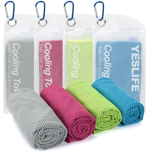 YESLIFE 4 Pack Cooling Towels 40"x12", Gym Towels for Men and Women, Soft Breathable Workout Towels for Yoga, Running, Sport, Workout, Camping, Fitness & More (Blue, Grey, Green, Pink)
