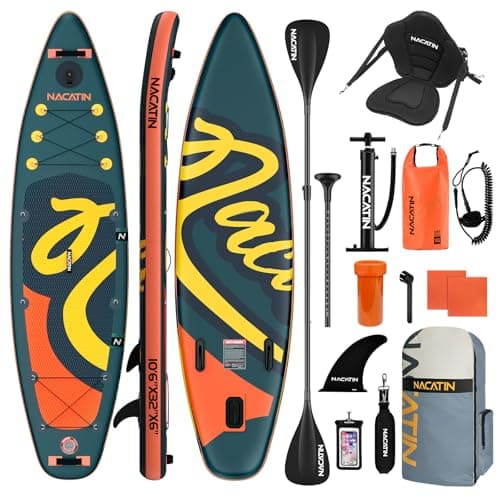 NACATIN Inflatable Stand Up Paddle Board,10'6"Upgrade Version Blow Up Paddle Boards for Adults with Premium SUP Accessories& Backpack,Adjustable Paddle,Camera Mount,Hand Pump, for Lake, River, Yoga