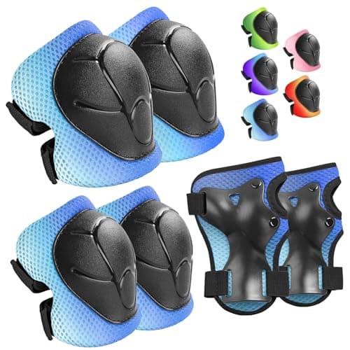 Wemfg Kids Protective Gear Set Knee Pads for Kids 3-14 Years Toddler Knee and Elbow Pads with Wrist Guards 3 in 1 for Skating Cycling Bike Rollerblading Scooter