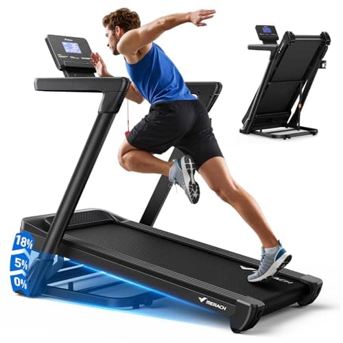 MERACH Treadmill with 15/18% Auto Incline, 55"/47"x18"/19" Wide Belt Treadmills, 0.5-8.7MPH/10MPH 3.5HP Brushless Incline Treadmill for Home, 350LBS Foldable Treadmills with Screen & APP & Heart Rate
