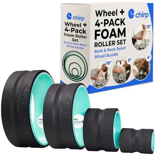 Chirp Wheel Foam Roller – Targeted Back & Neck Relief, Lumbar Spine Stretcher, Spinal Decompression Back Stretcher, Massage Roller with Density Foam for Physical Therapy, Supports 500lbs, 4-Pack Mint