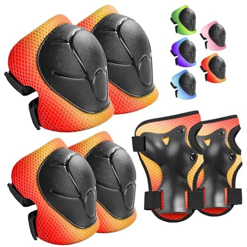 Wemfg Kids Protective Gear Set Knee Pads for Kids 3-14 Years Toddler Knee and Elbow Pads with Wrist Guards 3 in 1 for Skating Cycling Bike Rollerblading Scooter
