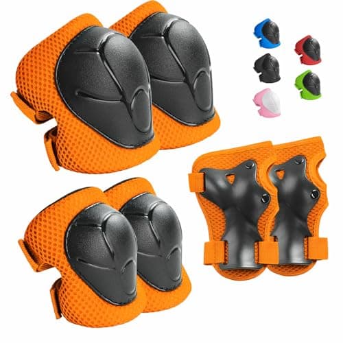 Wemfg Kids Protective Gear Set Knee Pads for Kids 3-8 Years Toddler Knee and Elbow Pads with Wrist Guards 3 in 1 for Skating Cycling Bike Rollerblading Scooter