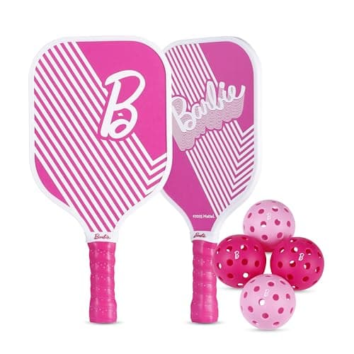 Barbie - Pickleball Set 2-Player, Wooden Paddles & Precision Balls