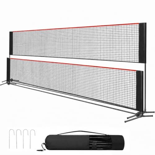 Portable Badminton Net Set, Height Adjustable Sports Net for Pickleball, Tennis & Volleyball, Foldable Indoor Outdoor Net with Carry Bag, 10FT/14FT/17FT