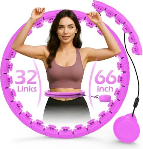JLoibao Weighted Hula Circle with 32 Links(66 Inch), Sweet Weight Ball, for Adults Weight Loss, Infinity Fitness Hoop Plus Size, for Women Smart Exercise Equipment