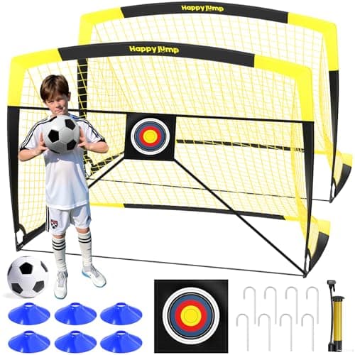 Happy Jump Soccer Goal Pop Up Foldable Soccer Net for Backyard 7'x5', 2 Set