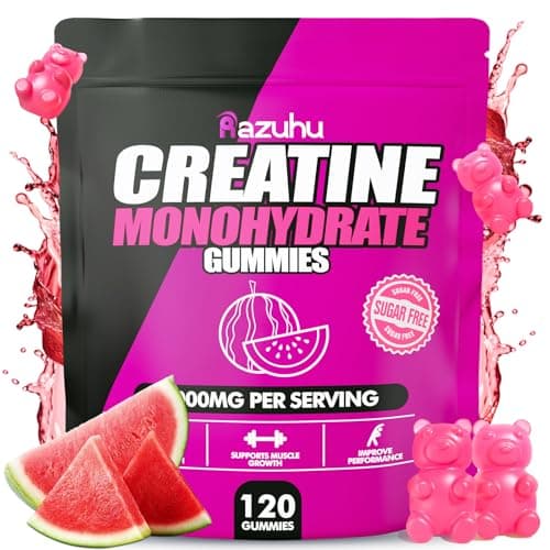 Flavored creatine monohydrate gummies sugar free,Pre workout supplements creatine gummies for men&women,Gym supplements,Supports muscle growth,Recovery,Strength,Energy Boost（120 count）-watermelon