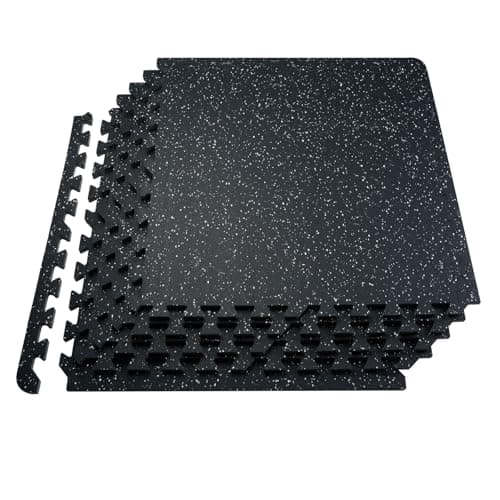 VEVOR 0.56In 100sq.ft 25 Tiles Gym Flooring for Home Gym, Rubber Top with High Density EVA Foam, 25" x 25" Gym Floor Exercise Equipment Mats, Interlocking Gym Mats, Puzzle Workout Mats, Black & White