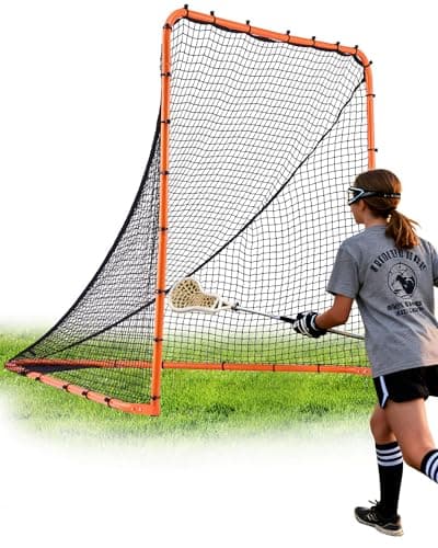 VEVOR Folding Lacrosse Goal, 6' x 6' Lacrosse Net, Portable Backyard Lacrosse Training Equipment, Steel Frame Training Net, Quick & Easy Setup Lacrosse Goal, Perfect for Youth Adult Training, Orange