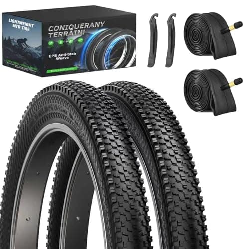 26 Inch Bike Tires Replacement 2-Pack 26x1.95 Bike Tire with Anti-Stab Weave, Folding Mountain Bicycle Tires and Tubes