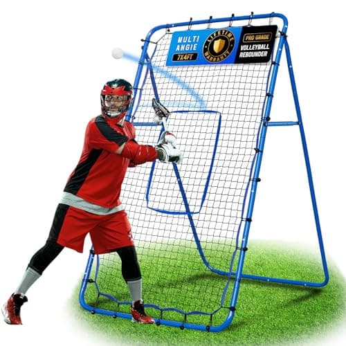 Lacrosse Rebound Net, 7x4ft Volleyball Rebounder for Backyard, Adjustable Angles Bounce Back Net with Target Strike Zone, Easy Quick Setup, Lacrosse Volleyball Baseball Softball and Soccer Training