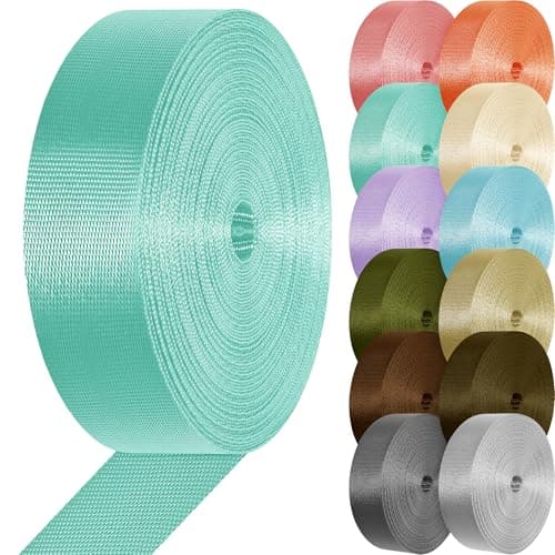 YOGHAVRS Nylon Webbing 1 inch 1.5 inch Lightweight Nylon Strap Flat Climbing Webbing for Indoor Outdoor Gear Crafting DIY Repairing Belt Camping Hiking Sports(Mint Green, 1 inch x 3.3 Yards)