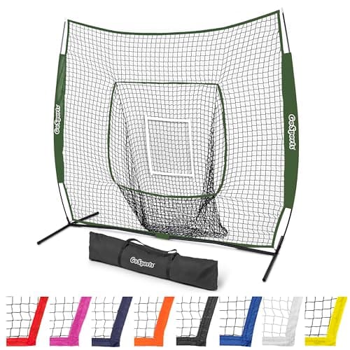 GoSports Team Tone 7 ft x 7 ft Baseball & Softball Practice Hitting & Pitching Net in Team Colors - Green