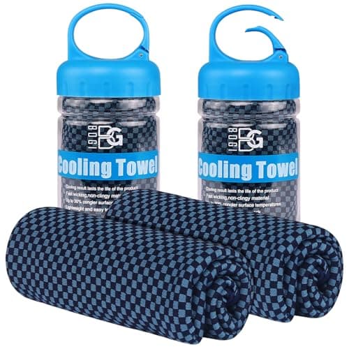 BOGI Cooling Towel 2 Pack, Cooling Towels for Neck and Face, 47"x14" Ice Towel for Instant Cooling Soft Breathable Chilly Towel for Yoga Golf Gym Camping Running Workout & More Activities (NBlue2)