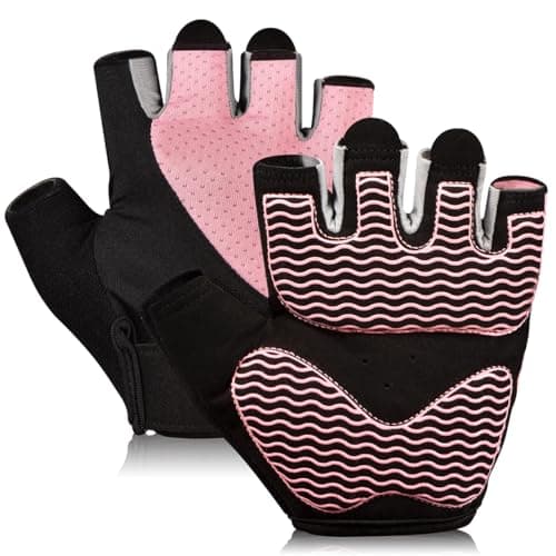 sunnex Workout Gloves for Women - Breathable Weight Lifting Gloves with Non-Slip Silicone Padding, Fingerless Gym Gloves for Cycling, Rowing, Pull Ups & Training (4 Sizes)