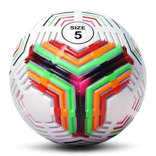 Champhox Soccer Balls Size 5, Official Match Weight Long-Lasting Construction, Outdoor Soccer Balls for Boys Girls Youth Skills Practicing Birthday Easter Gifts (Multicolored, Size 5)