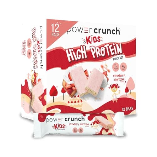 Power Crunch Kids Protein Wafer Bars High Protein Snacks with Delicious Taste, Strawberry Shortcake 1.13 Ounce (12 Count)