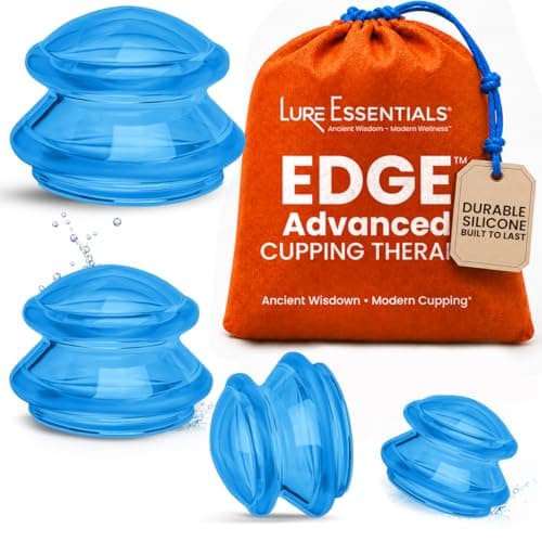 Silicone Cupping Therapy Set Professional Massage Cupping Cups for Cupping Therapy 4 Cup Kit for Massage, Myofascial Release, Cellulite Reduction (Lure Blue)