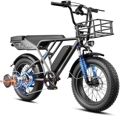 Jasion RetroVolt Electric Bike for Adults, [2000W Peak Motor & 30 MPH & 70-Miles], 48V 13AH Removable Battery, Hydraulic Brakes E Bike, 20'' X 4'' Fat Tire Electric Dirt Bike for Beach,Road