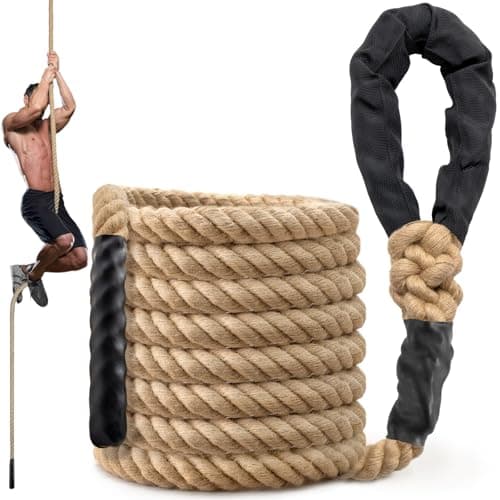 Climbing Rope Gym Workout - 15FT Heavy Duty Jute Thick Ropes for Adults Strength Training Outdoor Tree Swing Indoor Home Fitness Exercise - 1.5 Inch