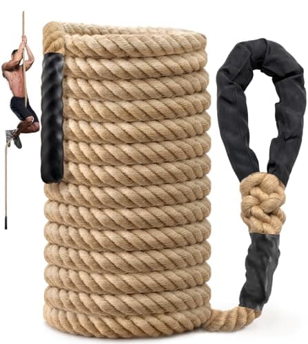 Climbing Rope Gym Workout - 50FT 1.5 Inch Heavy Duty Jute Thick Ropes for Adults Strength Training Outdoor Tree Swing Indoor Home Fitness Exercise