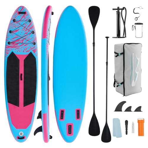 KMFurnila Inflatable Stand Up Paddle Board for All Skill Levels - Portable SUP Paddleboard with Premium Accessories, Durable Construction & Non-Slip Deck for Water Sports Adventures
