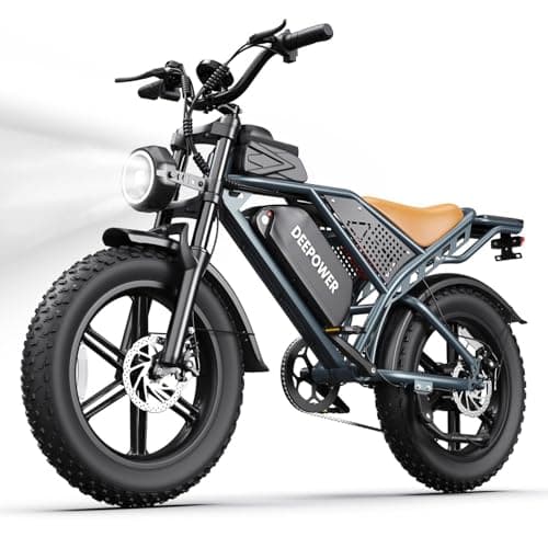 DEEPOWER Electric Bike for Adults,2000W Peak Motor&28MPH Electric Dirt Bike，48V 20AH/35AH/60AH Battery, 70-160 Max Miles,Dual Suspension Ebikes for Adults, 20" Fat Tire E Bike