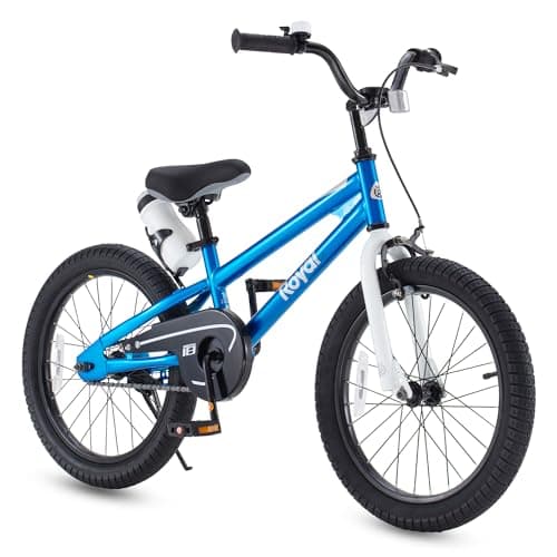 RoyalBaby Freestyle Kids Bike Boys Girls 18 Inch BMX Childrens Bicycle with Kickstand for Ages 5-8 Years, Blue