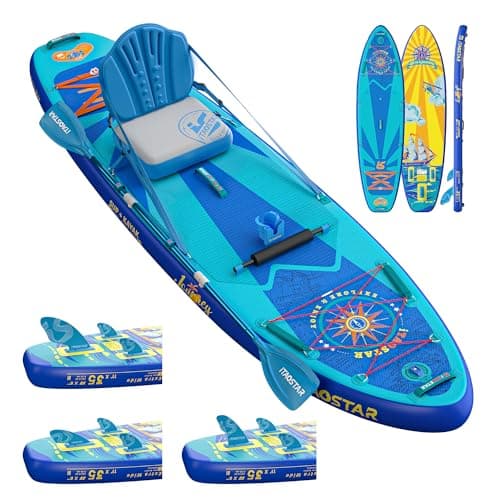 iTAOSTAR J06BP 35" Extra Wide Stand Up Paddle Board, More Balance Inflatable Paddle Board with 5 Fins for Beginner，Paddle Boards for Family of All Skill Levels