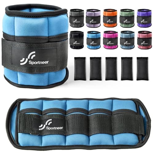 Sportneer Adjustable Ankle Weights Set - 1 Pair (2-10 lbs) Removable Sandbags for Women & Men, Comfortable Neoprene Leg Weights for Walking, Running, Pilates, Yoga, Home Workout & Physical Therapy