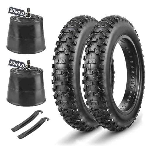 MOHEGIA EBike Fat Tire Replacement Set: 2 Pack 20 x 4.0-inch Folding Bicycle Tires, Inner Tubes, and Tire Levers, High-Performance and All-Terrain with Offroad or Trail Riding