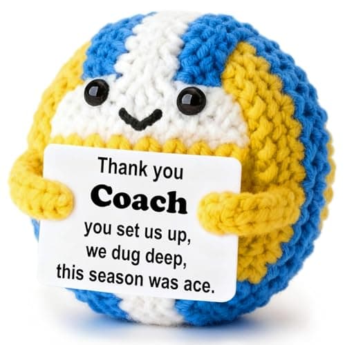 Weming Volleyball Coach Gifts, Handmade Crochet Volleyball with Thank You Coach Sign, Teacher Appreciation Week Gift, End of Season Thank You Present for Coach