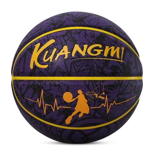 Kuangmi Heartbeat Basketball, Premium Design Printed Outdoor & Indoor Basketball, Intermediate Size 6 Women's, Purple
