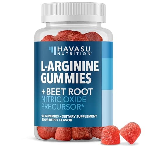 L-Arginine Gummies with L-Citrulline and Beet Root - Nitric Oxide Supplement - 90 Count - Energy, Endurance, and Recovery Support - Vegan, Non-GMO - Energizing Sour Berry Flavor, 30-Day Serving