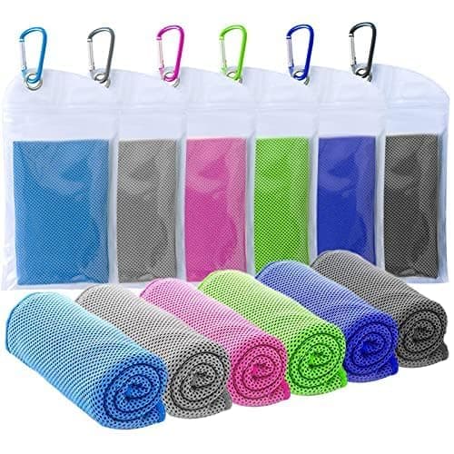 6 Packs Cooling Towels for Neck and Face(40"x 12"), Cooling Towels for Hot Weather, Cooling Wipes, Lightweight Soft Breathable Towels for Yoga, Sport, Workout, Running, Gym, Camping, Fitness