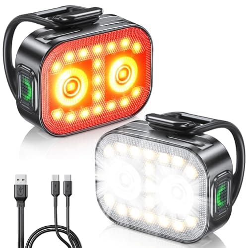 WOCBUY Bike Lights, Ultra-Slim & Lightweight Rechargeable Bicycle Lights Set, [5+6 Modes] Dual USB-C Bike Lights Front and Back, IP65 Waterproof Bicycle Lights for Night Riding Road Mountain Cycling