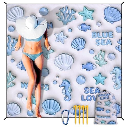 HIHOHO Beach Blanket Waterproof Sandproof Extra Large Beach Mat 79" X 83"/120"x108"for 1-8 Adults Quick Drying Durable Outdoor Picnic Mat for Beach Travel Camping Hiking