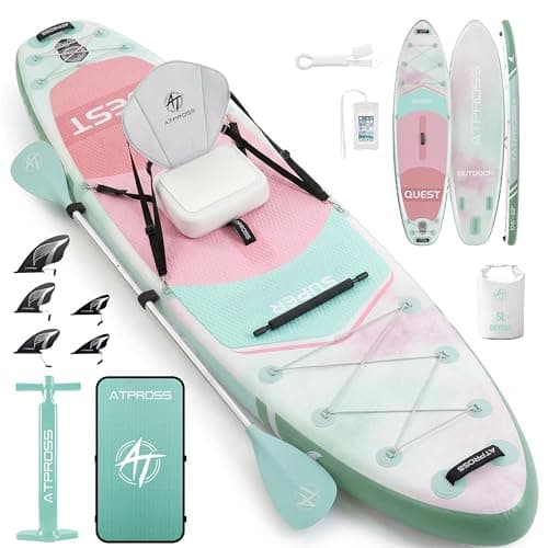12'x36 Inflatable Paddle Board, 500lbs Extra Wide Stand Up Paddleboard for Adults with Blow Up Kayak Non-Slip Stable Deck Boat, Premium SUP Accessories Kit & Backpack, Tailored 5 Fins