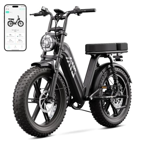 TST Electric Bike for Adults, 1500W Peak Motor Ebike with 48V 15Ah Built-in Battery, 60 Miles Range Electric Bicycle, 20" Fat Tire Step-Thru E Bike with Rear Seat, Black