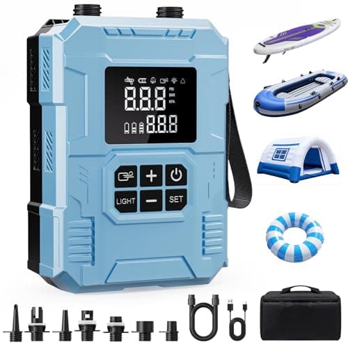 S8 Electric Paddle Board Pump, 22 PSI 59.2Wh Cordless Rechargeable SUP Pump, 4X Faster Dual-Stage Inflation & Deflation, Portable Air Pump with LED Light & Auto-Off for SUP, Kayak, Surfing Kite, Boat