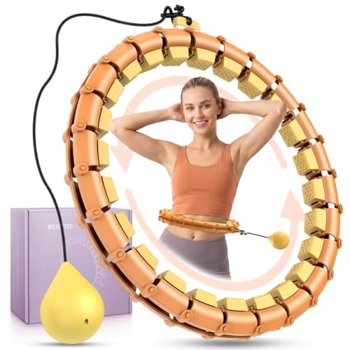 Weighted Infinity Hoop with 24 Detachable Quiet Knots, Hula Circle Hoop for Adults Weight Loss, Exercise Fit Hoop Suitable for Women and Beginners, Smart Adjustable Hoops, Orange