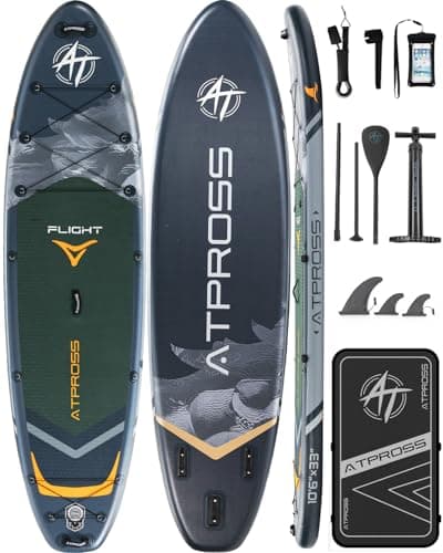 ATPROSS 10'6''x33''Inflatable Stand Up Paddle Board, 400lbs Extra Wide Blow Up Paddle Board with Kayak Seat, Premium SUP Accessories Kit & Backpack, Non-Slip Stable Deck Boat for Yoga Fishing Surf